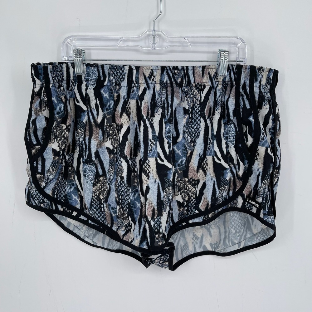 Calvin Klein Women's Blue Animal Print Swim Trunks Board Shorts Size‎ XXL
